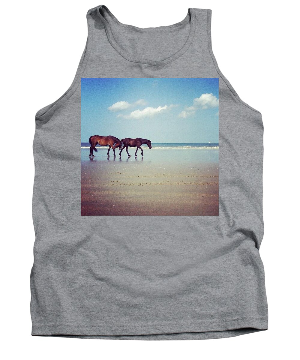 Wild Tank Top featuring the photograph Well, This Just Happened. #wild #horses by Katie Cupcakes