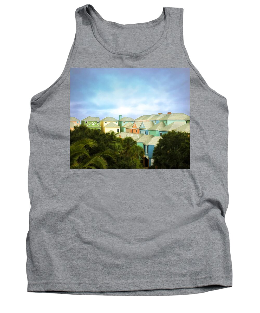 Wild Dunes Tank Top featuring the painting Wild Dunes Rainbow Row by Steven Richardson