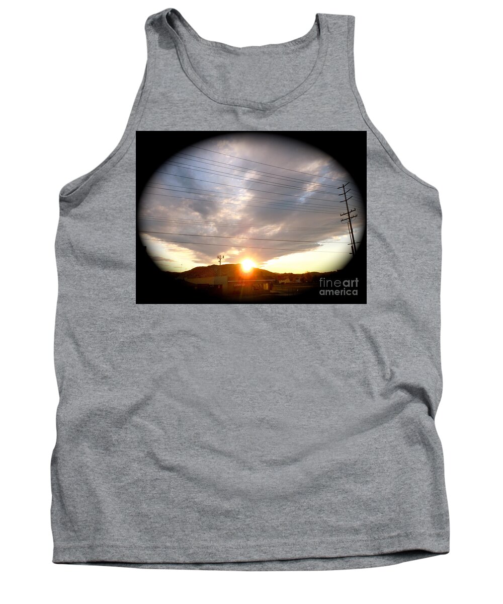 Landscape Tank Top featuring the photograph Wire over Fire by Customikes Fun Photography and Film Aka K Mikael Wallin