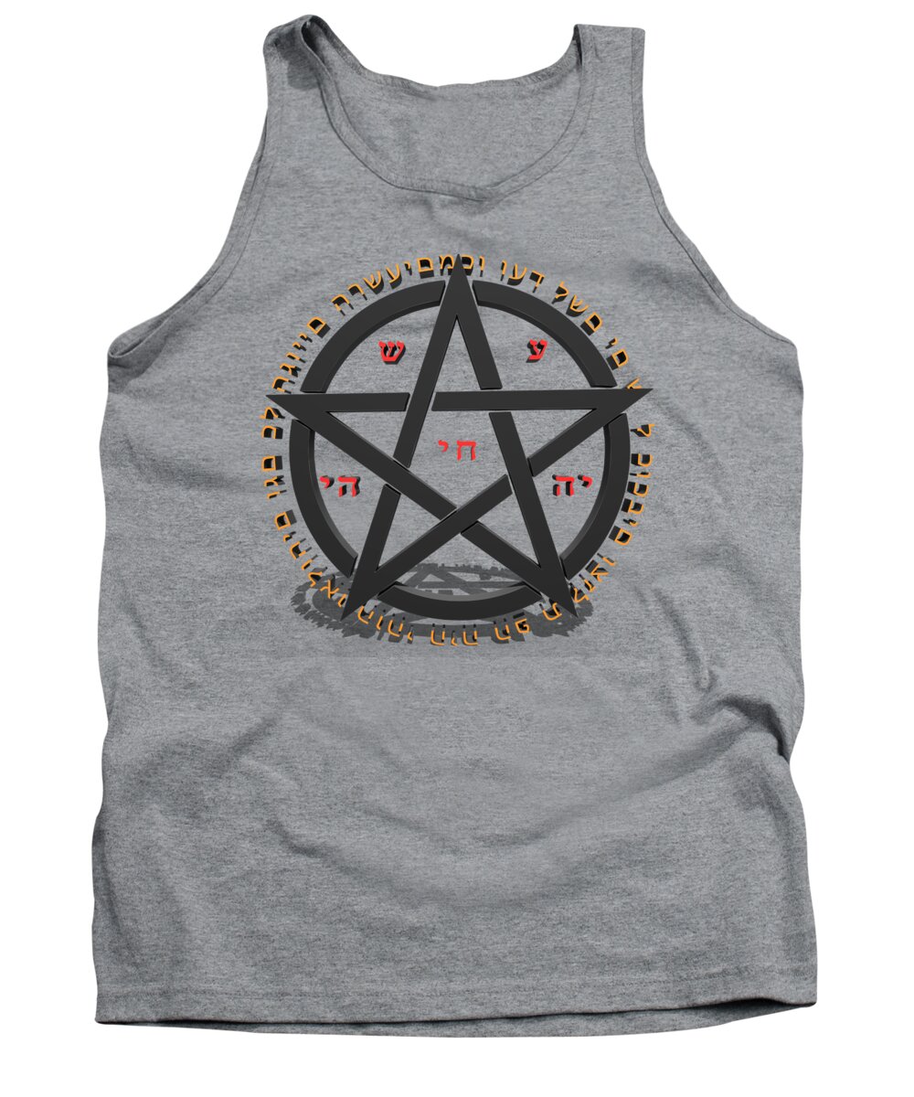 Witchcraft Tank Top featuring the digital art Witchcraft Concept With Hebrew Text by Ilan Rosen