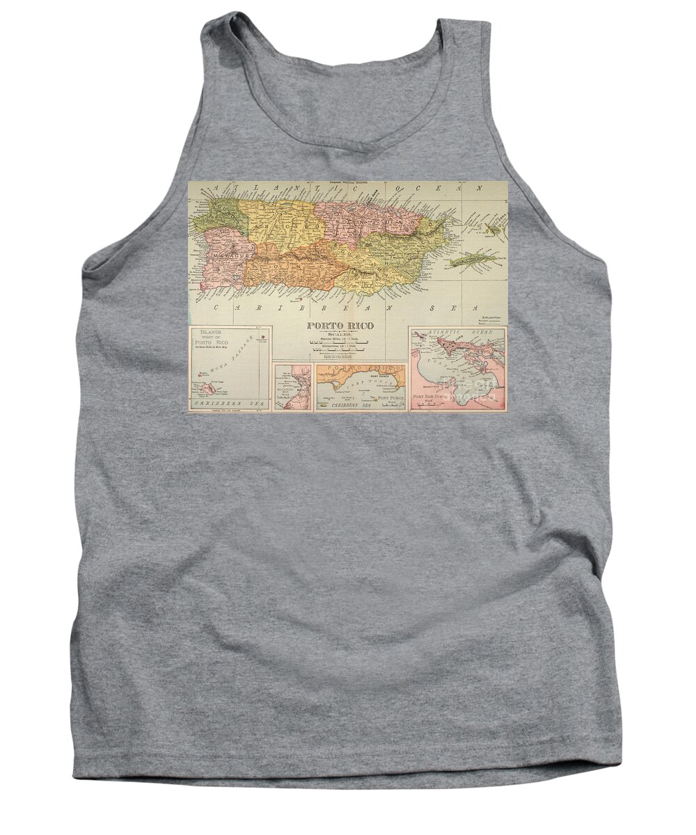 1900 Tank Top featuring the painting Map: Puerto Rico, 1900 #0065389 by Granger