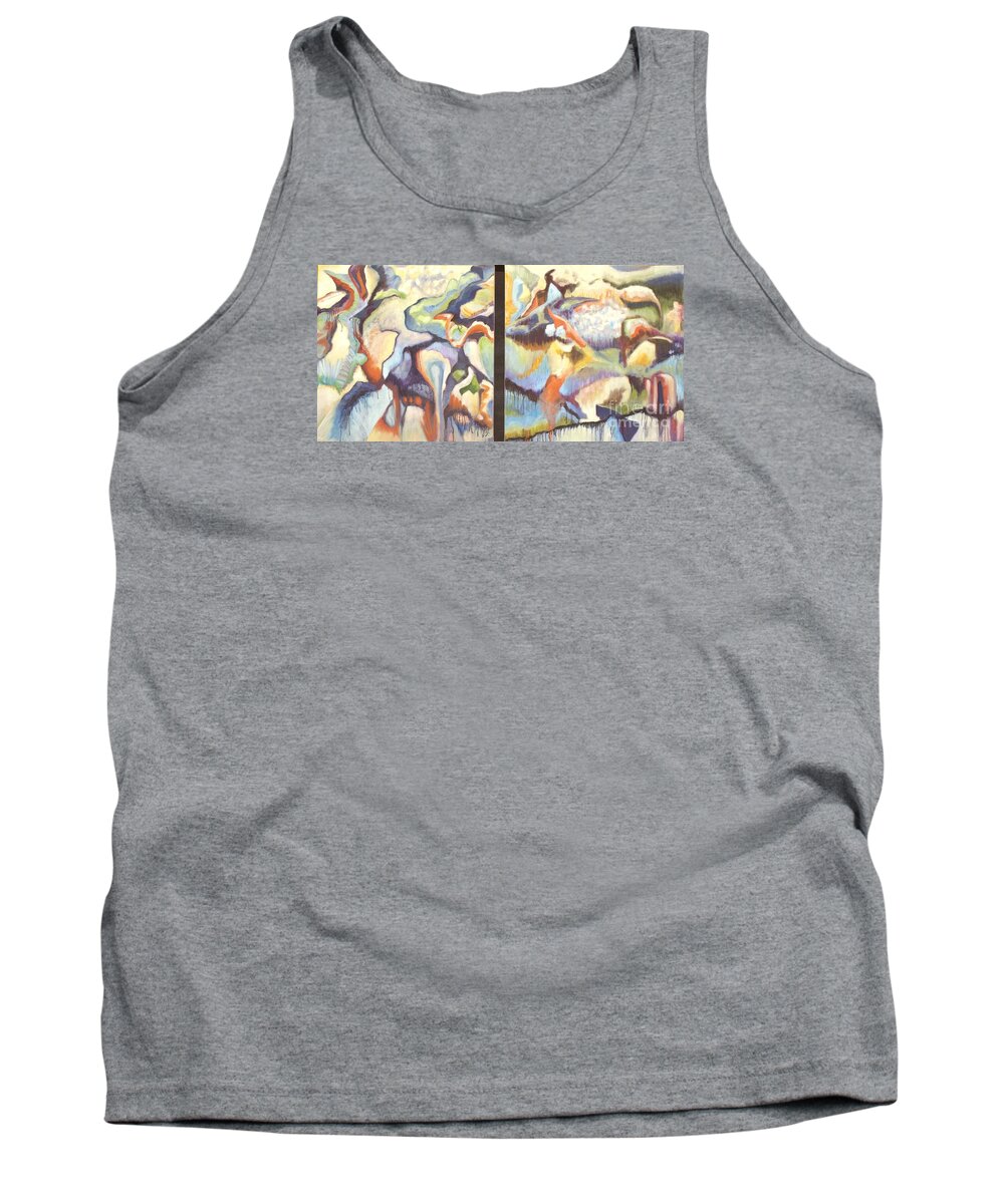Form Tank Top featuring the painting 01315 Light Year Diptych by AnneKarin Glass
