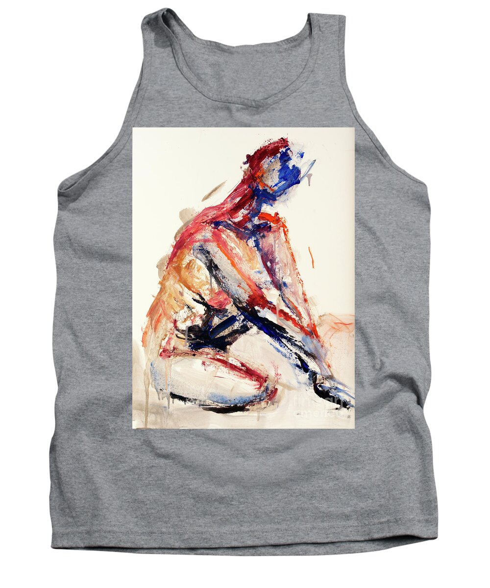 Figure Tank Top featuring the painting 04996 Sunburn by AnneKarin Glass