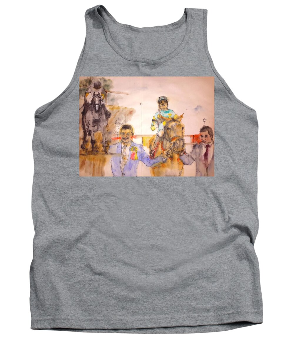 American Pharaoh. Equine. Triple Crown Winner. Stud Tank Top featuring the painting American Pharaoh abum #1 by Debbi Saccomanno Chan