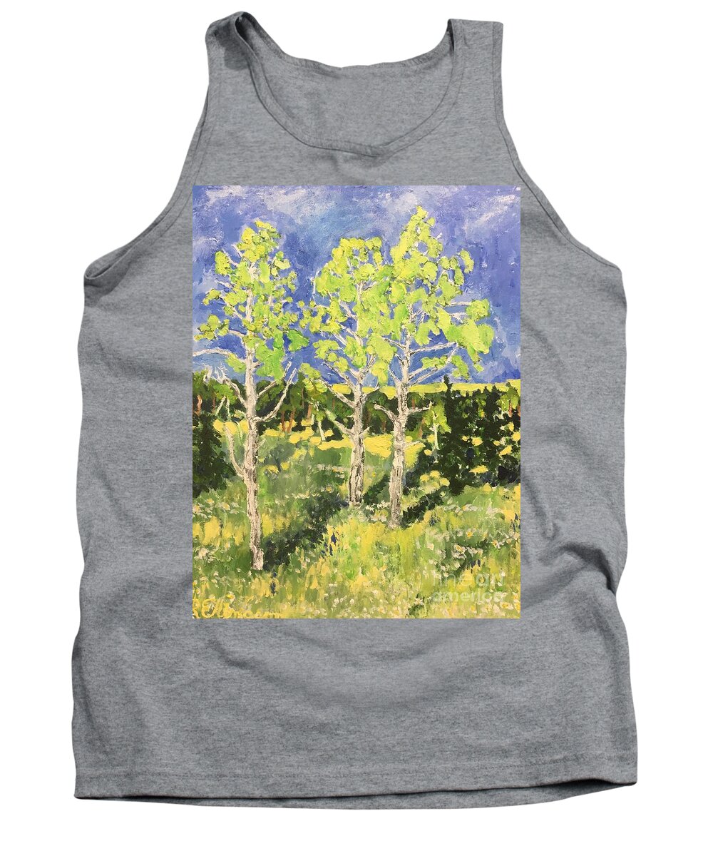 Plein Air Tank Top featuring the painting Birch #1 by Rodger Ellingson