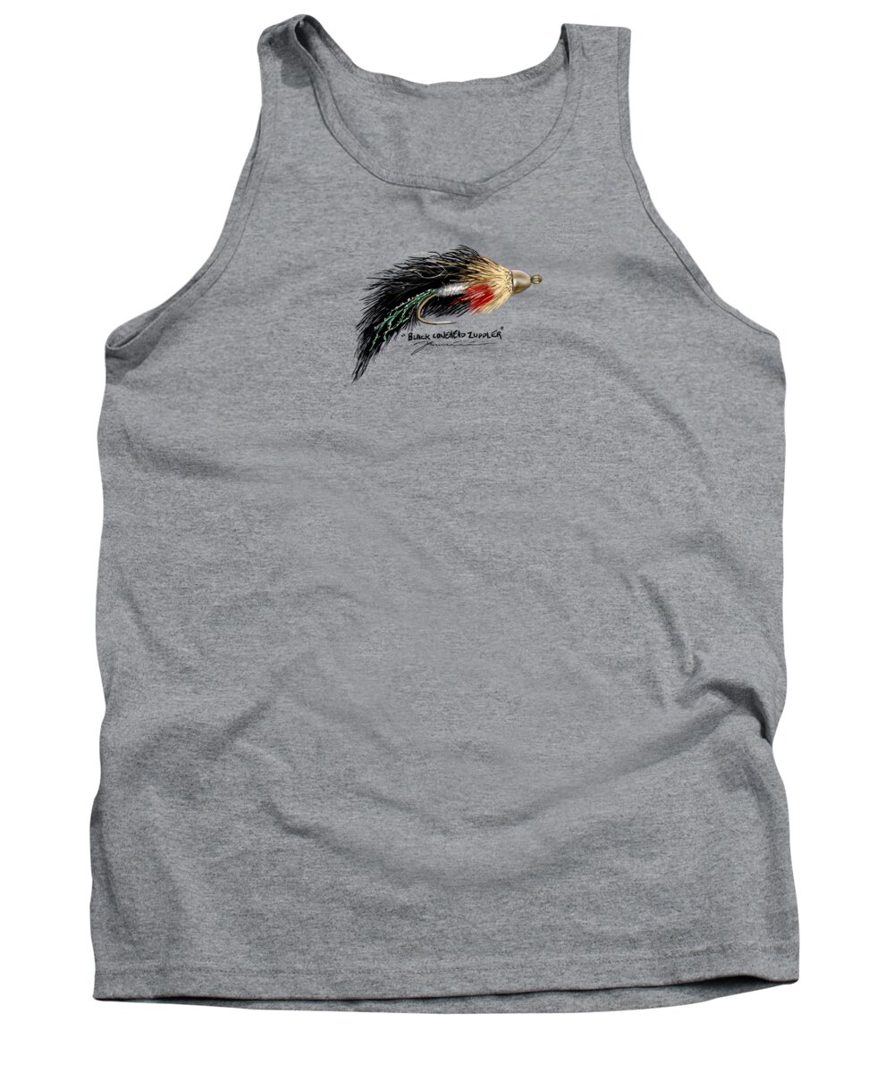 Fly Tank Top featuring the painting Black Conehead Zuddler #1 by Jean Pacheco Ravinski