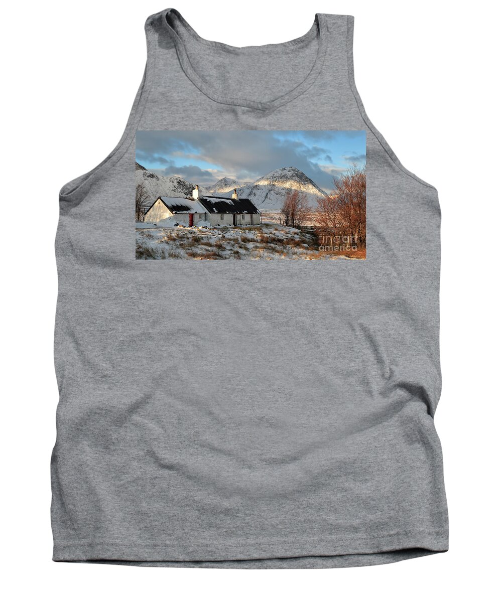 Blackrock Cottage Tank Top featuring the photograph Blackrock Cottage in Winter #1 by Maria Gaellman