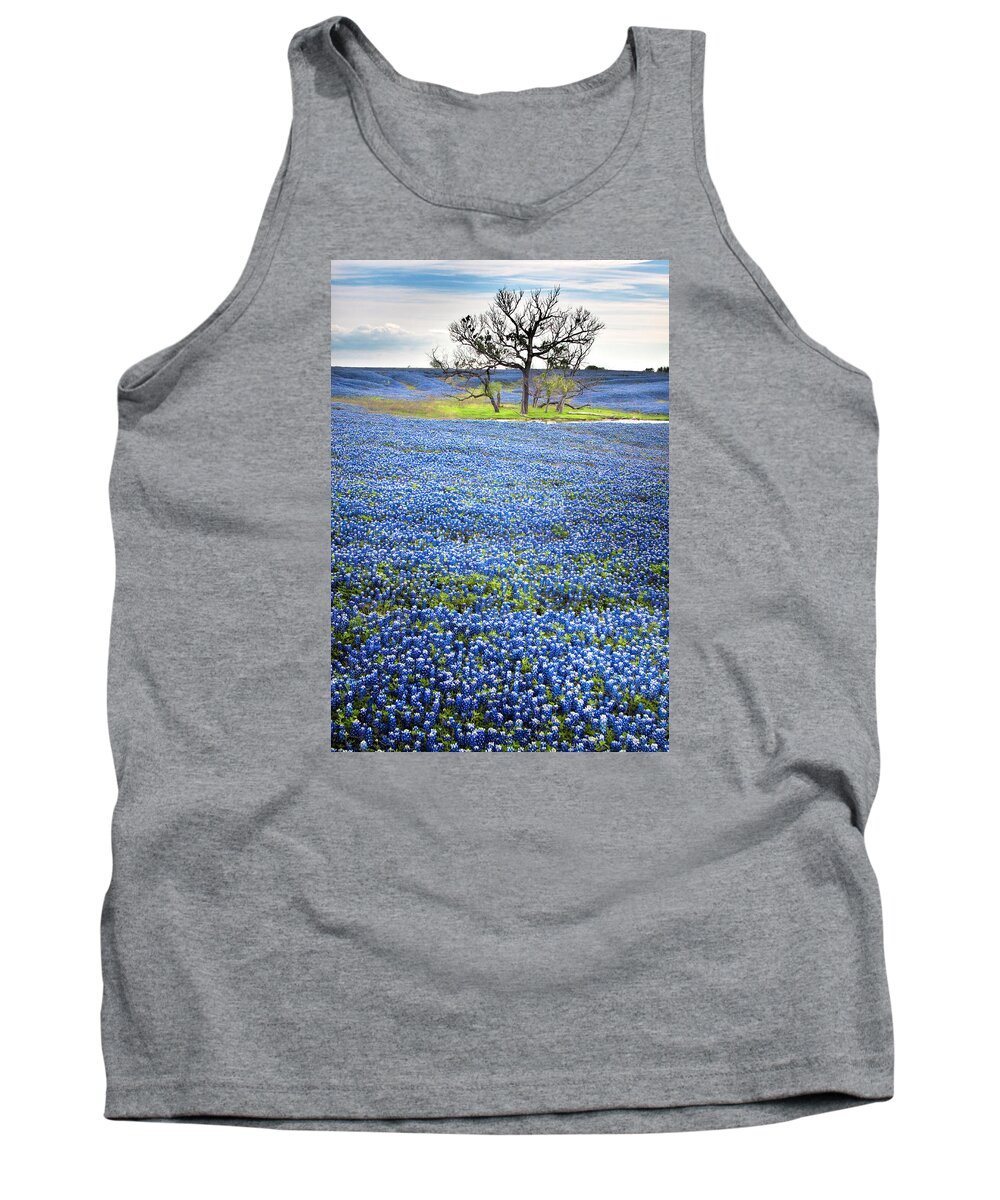 Bloom Tank Top featuring the photograph Bluebonnet Field #1 by David and Carol Kelly