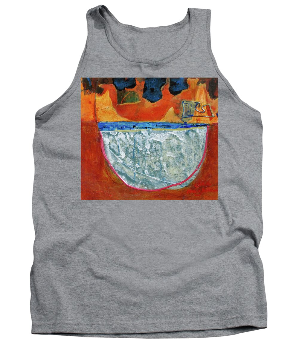 Abstract Tank Top featuring the painting Cat in a Hat #1 by Carole Johnson