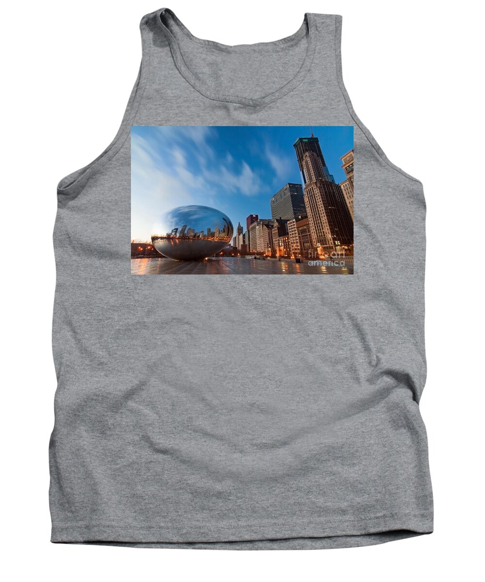 Chicago Skyline Tank Top featuring the photograph Chicago Skyline and bean at sunrise #1 by Sven Brogren