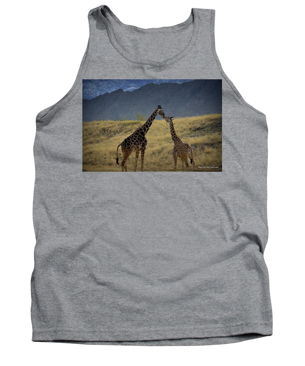 Desert Tank Top featuring the photograph Desert Palm Giraffe 001 #1 by Guy Hoffman