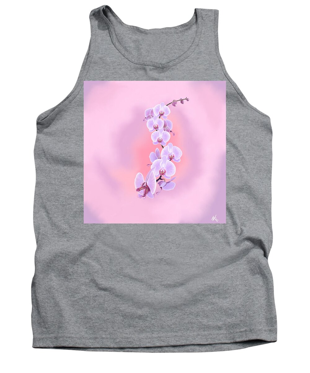 Flower Tank Top featuring the digital art Dragon Orchid #1 by Norman Klein