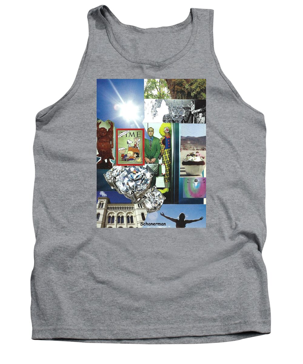 Collage Art Tank Top featuring the mixed media Embrace Light and Laughter #1 by Susan Schanerman