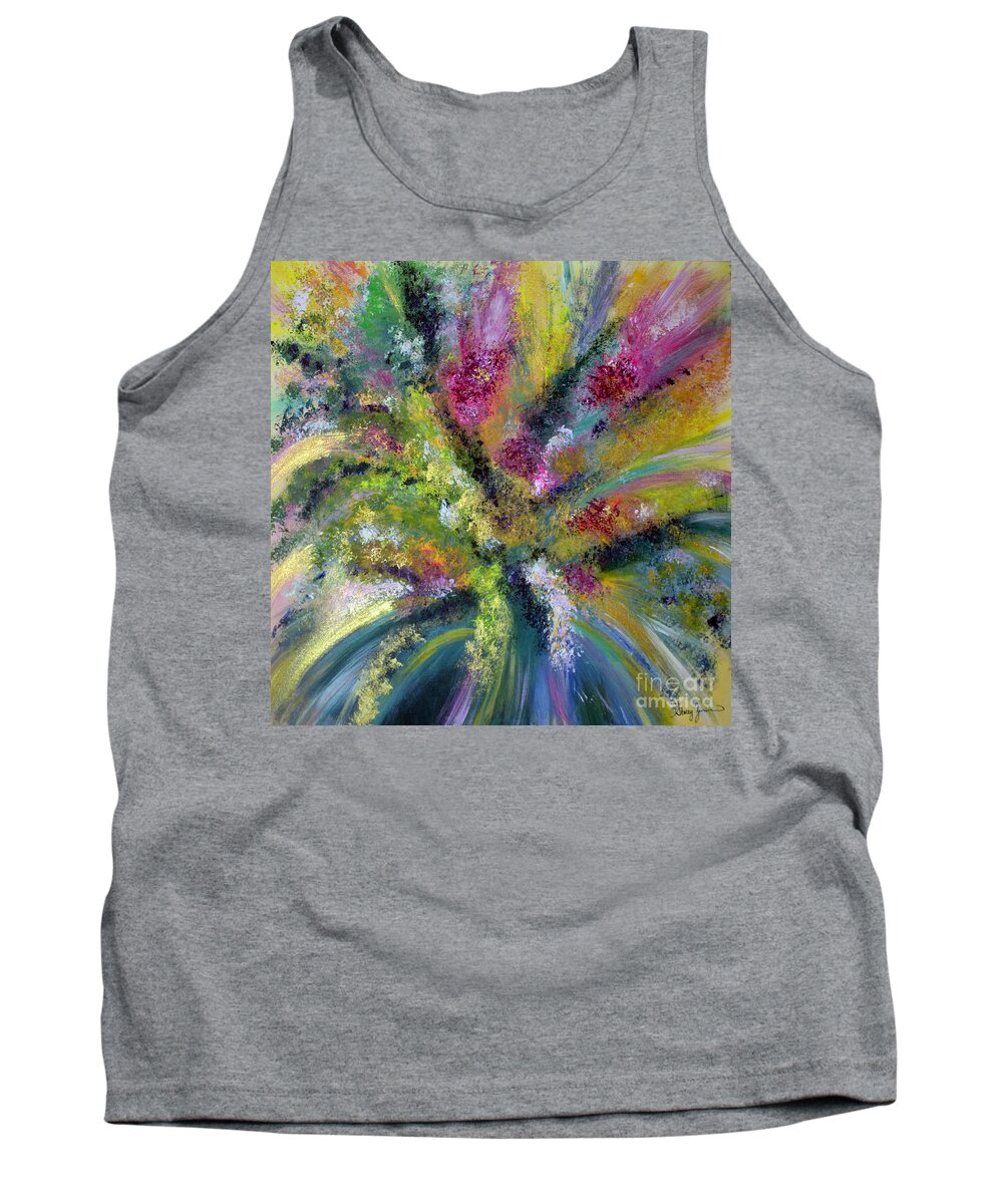 Floral Tank Top featuring the painting Emerge #1 by Stacey Zimmerman