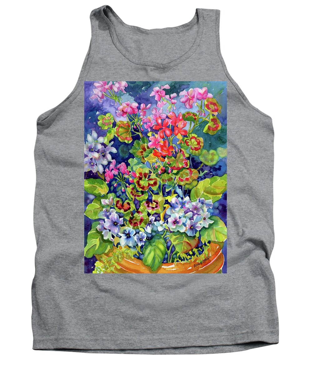 Watercolor Tank Top featuring the painting Geranium II #1 by Ann Nicholson