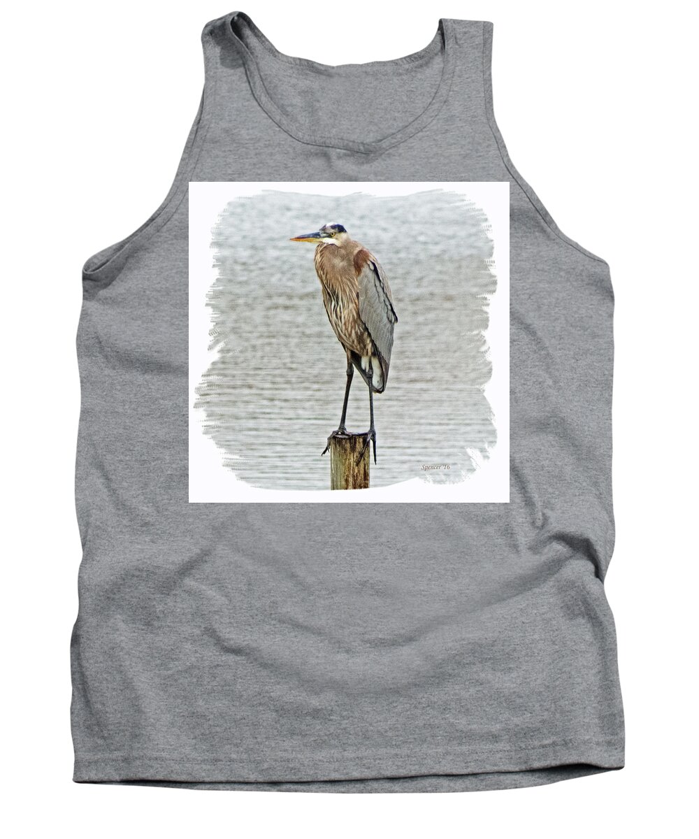 Wildlife Tank Top featuring the photograph Great Blue #1 by T Guy Spencer