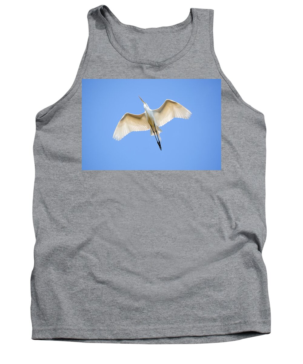 Egret Tank Top featuring the photograph Great Egret In Flight #1 by Kenneth Albin