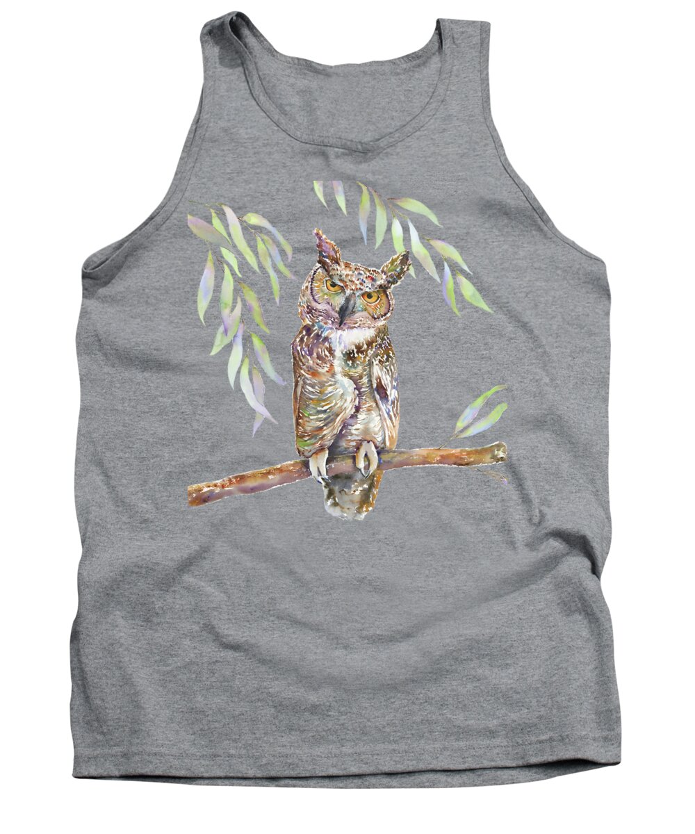 Great Horned Owl Tank Top featuring the painting Great Horned Owl by Amy Kirkpatrick