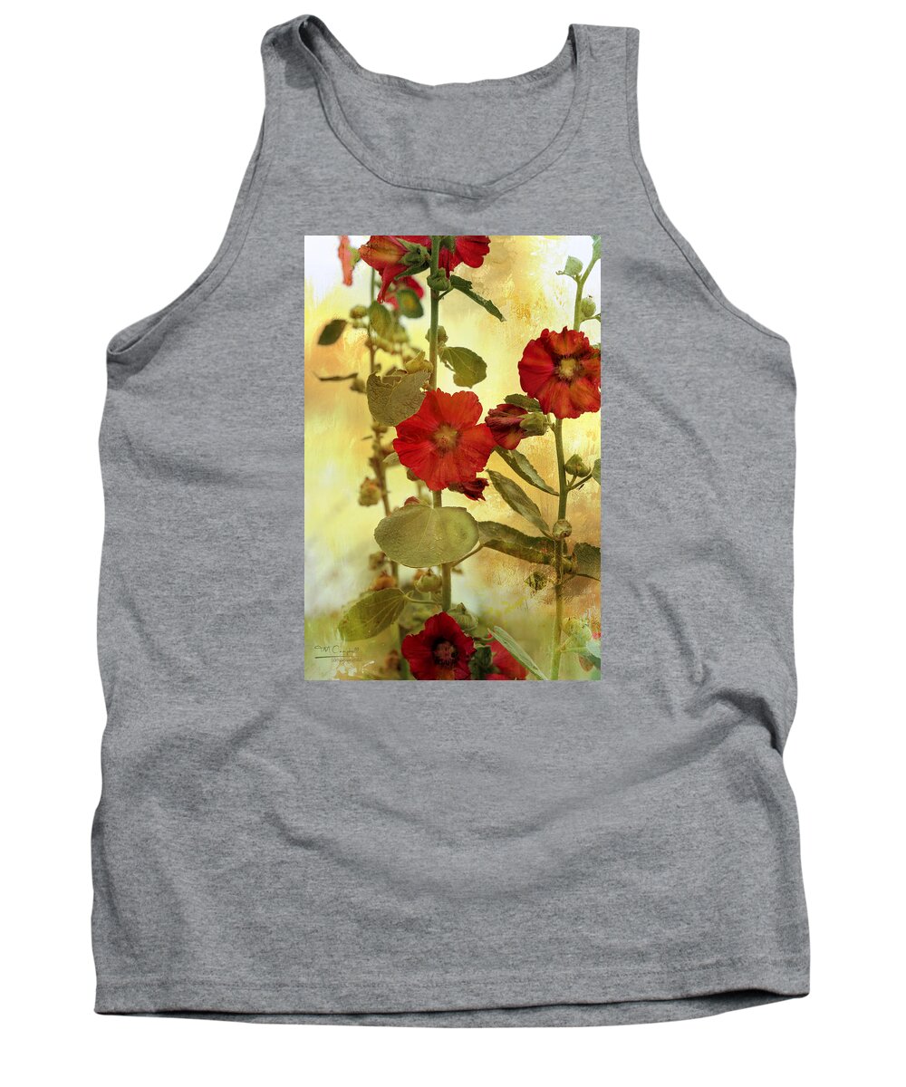 Theresa Campbell Tank Top featuring the photograph HollyHocks #2 by Theresa Campbell