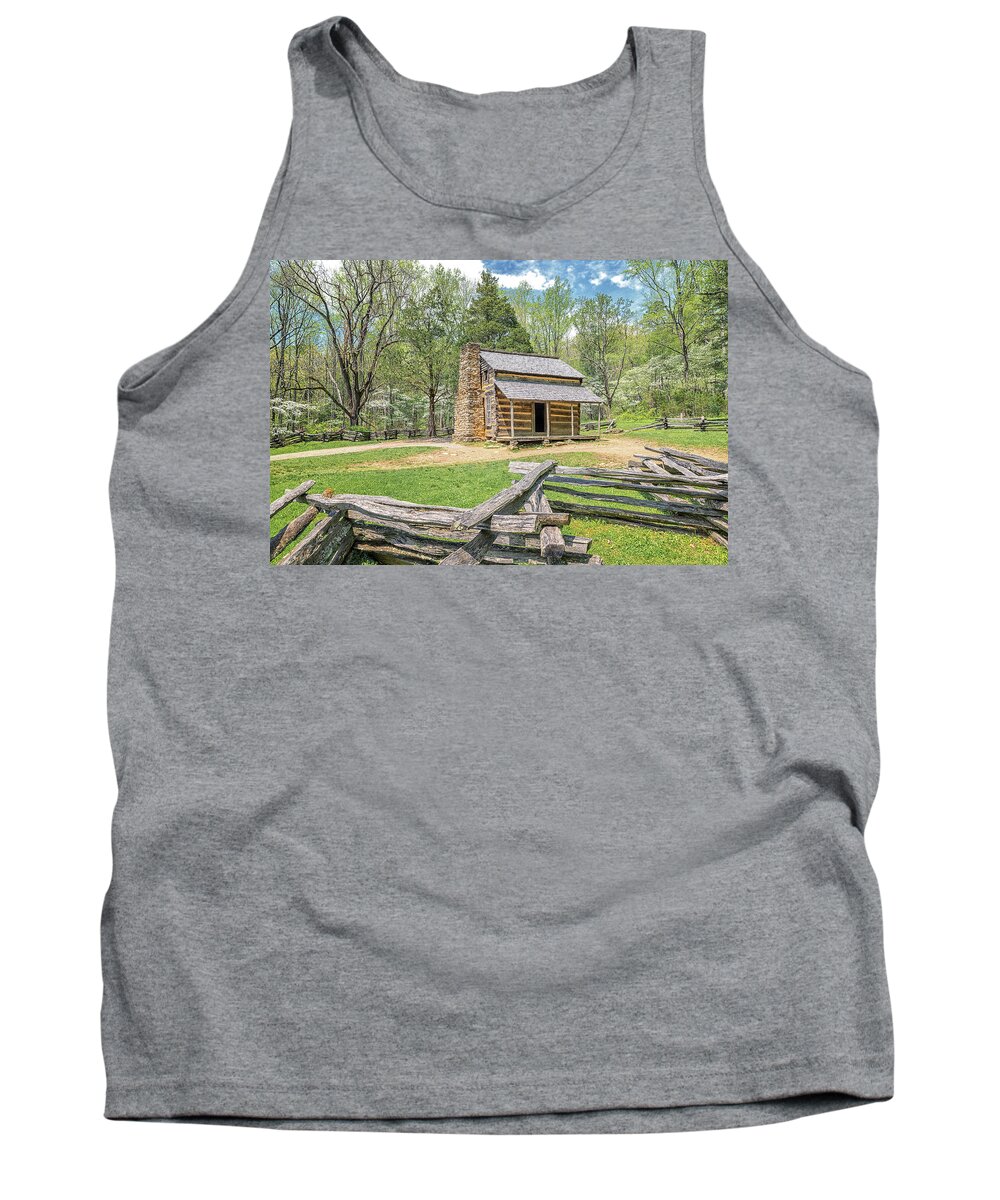 Cades Cove Tank Top featuring the photograph John Oliver Cabin #1 by Victor Culpepper