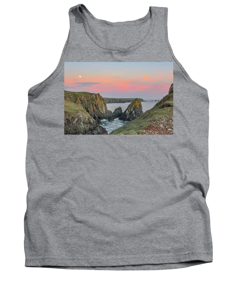 Kynance Cove Tank Top featuring the photograph Kynance cove at sunset #1 by Claire Whatley