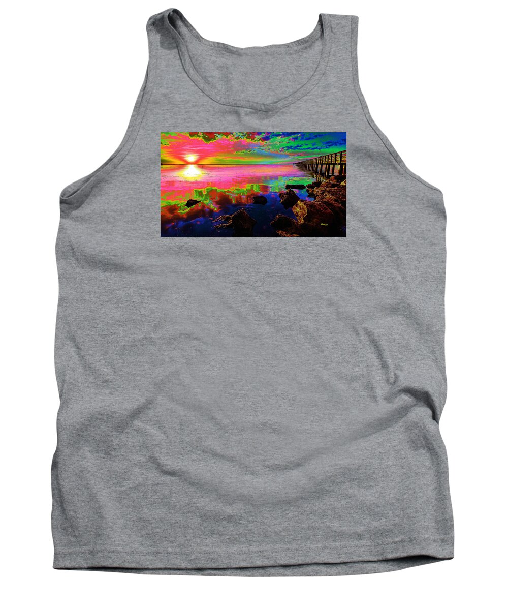 Water Tank Top featuring the digital art Lake Sunset #1 by Gregory Murray