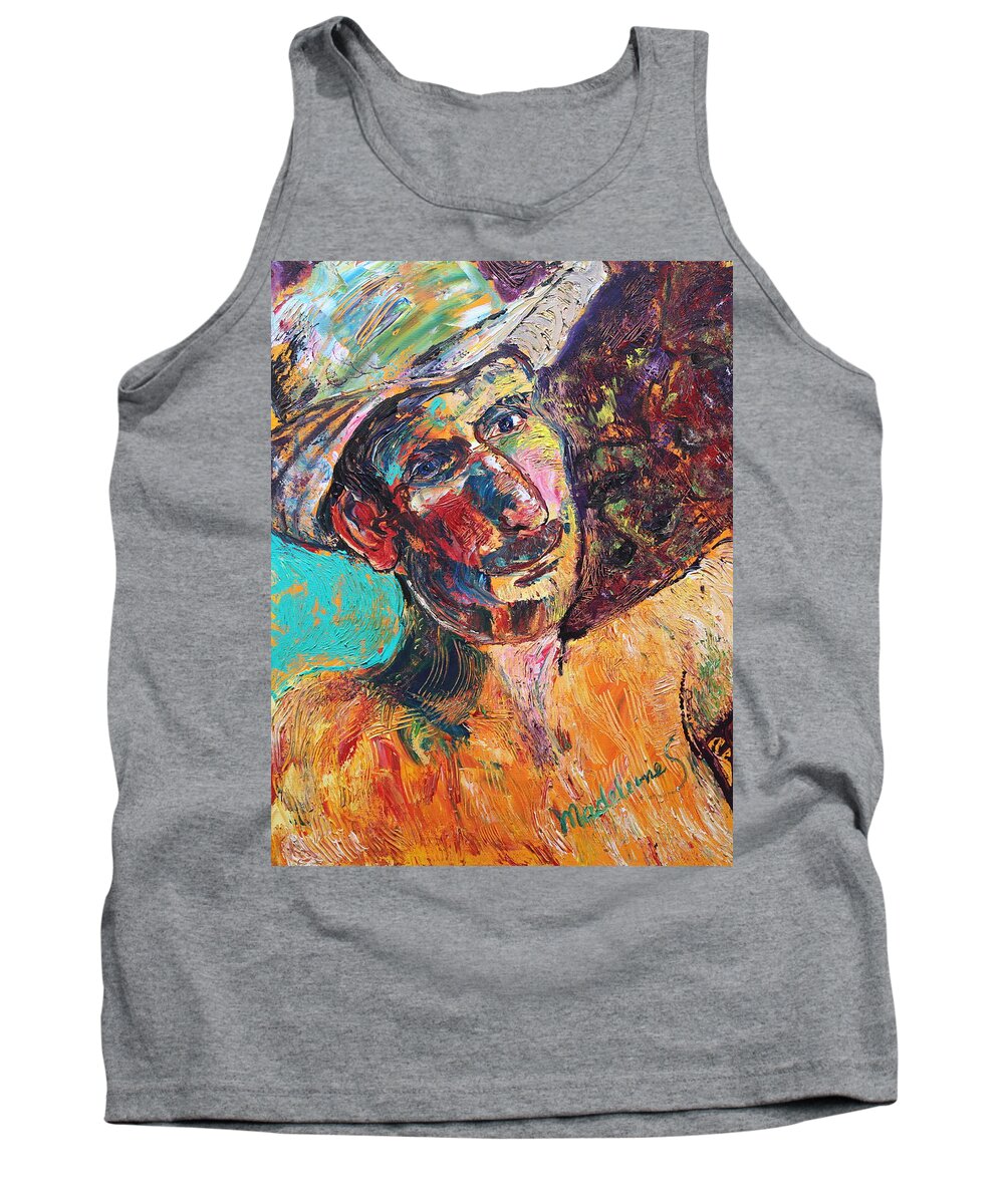 Portrait Tank Top featuring the painting Man in the sun #1 by Madeleine Shulman
