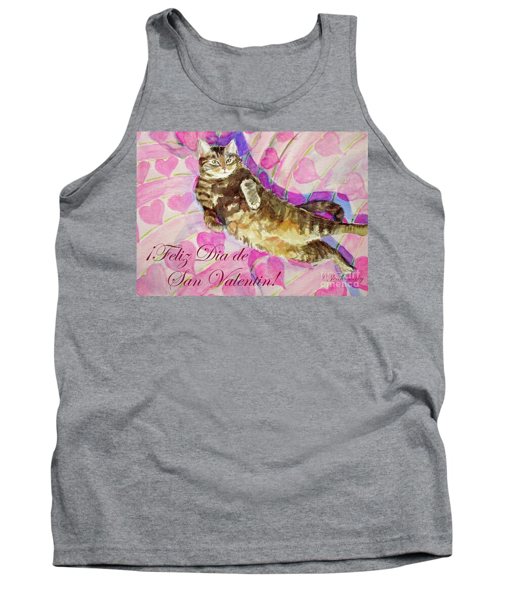 Cat Tank Top featuring the painting Mocha San Valentin 2 by Joan Coffey