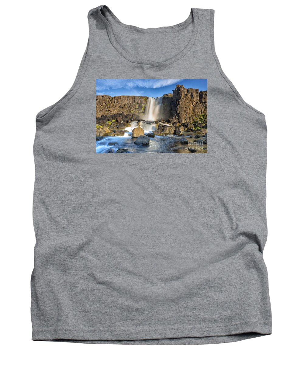 Oxara River Tank Top featuring the photograph Oxararfoss Waterfall, Iceland #1 by Ivan Batinic