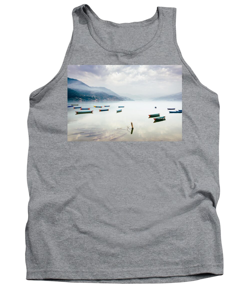 Nepal Tank Top featuring the photograph Phewa lake in Pokhara, Nepal #2 by Dutourdumonde Photography