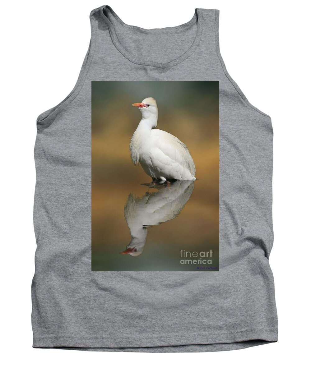 Cattle Egret Tank Top featuring the photograph Reflection #1 by Eva Lechner