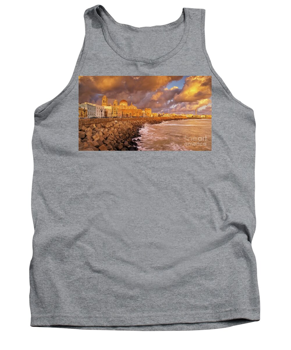 View Tank Top featuring the photograph Skyline from Campo del Sur Cadiz Spain #1 by Pablo Avanzini