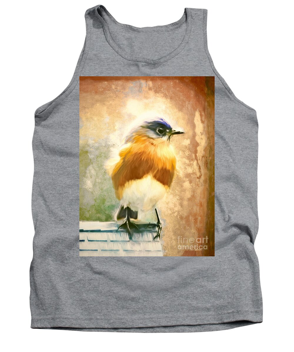 Bluebird Tank Top featuring the painting Strapping Bluebird by Tina LeCour