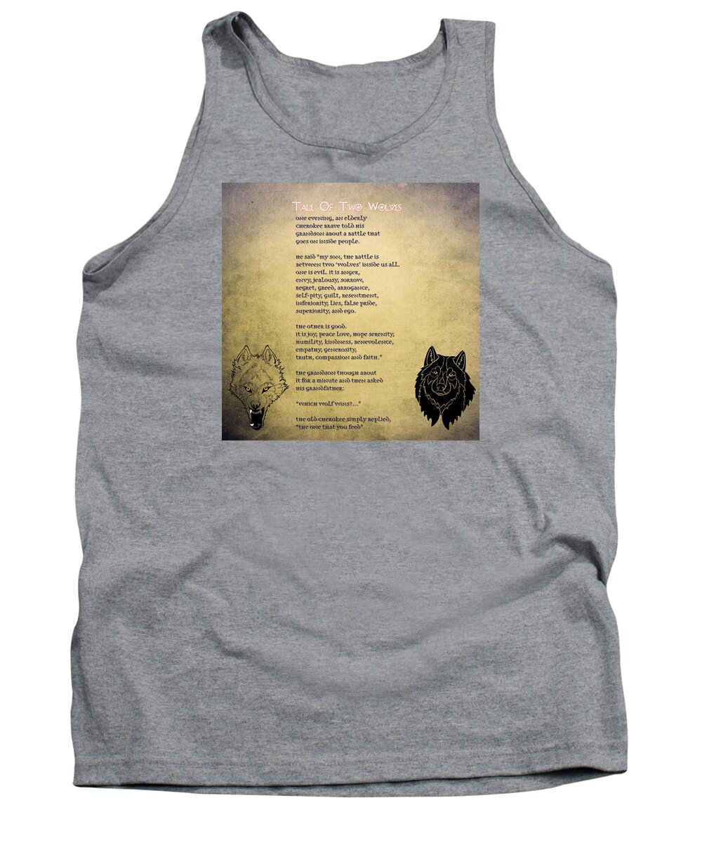 Adam Asar Tank Top featuring the painting Tale Of Two Wolves - Art of Stories by Celestial Images