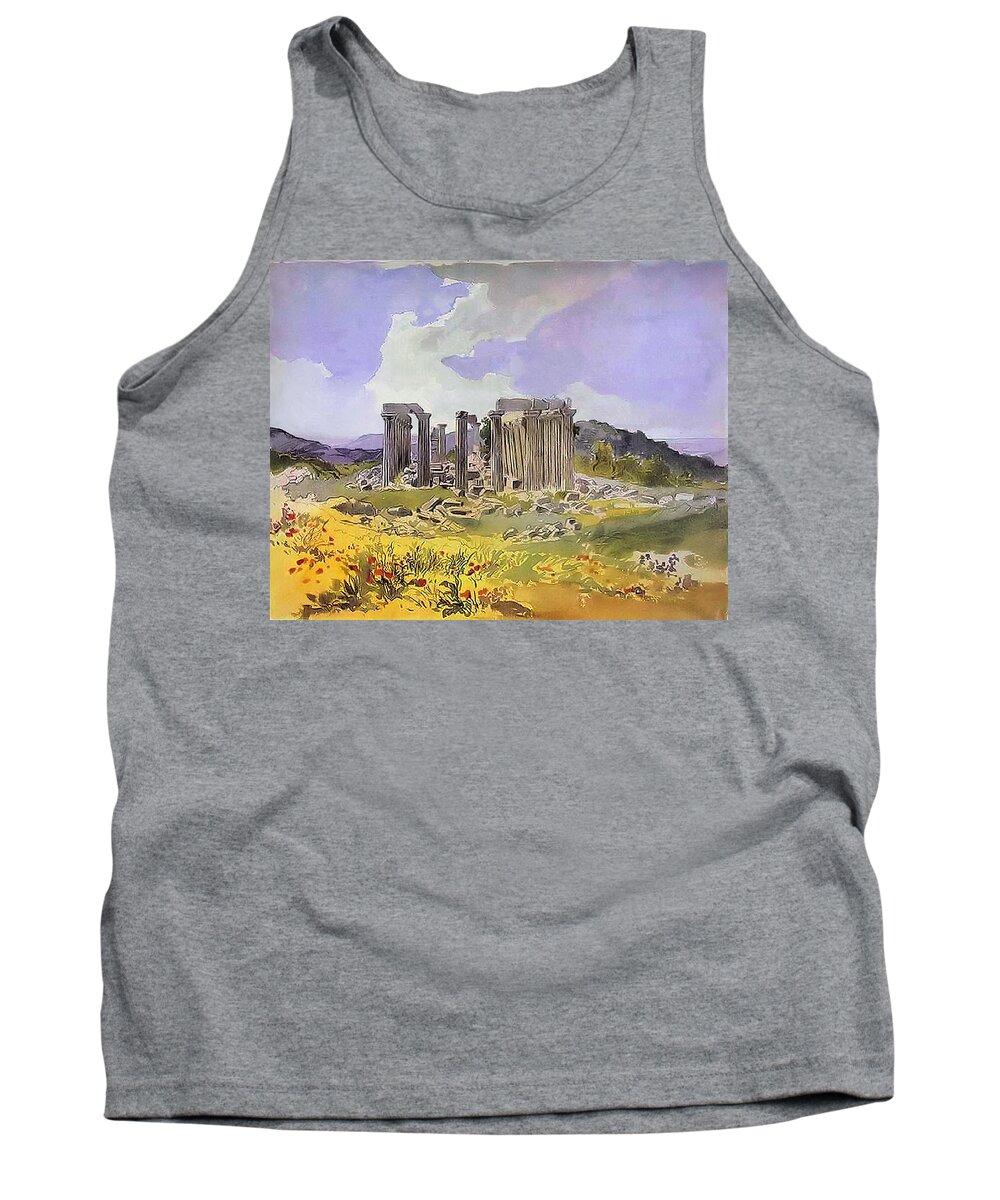 Russian Tank Top featuring the painting Temple Of Apollo #1 by Karl Brulloff