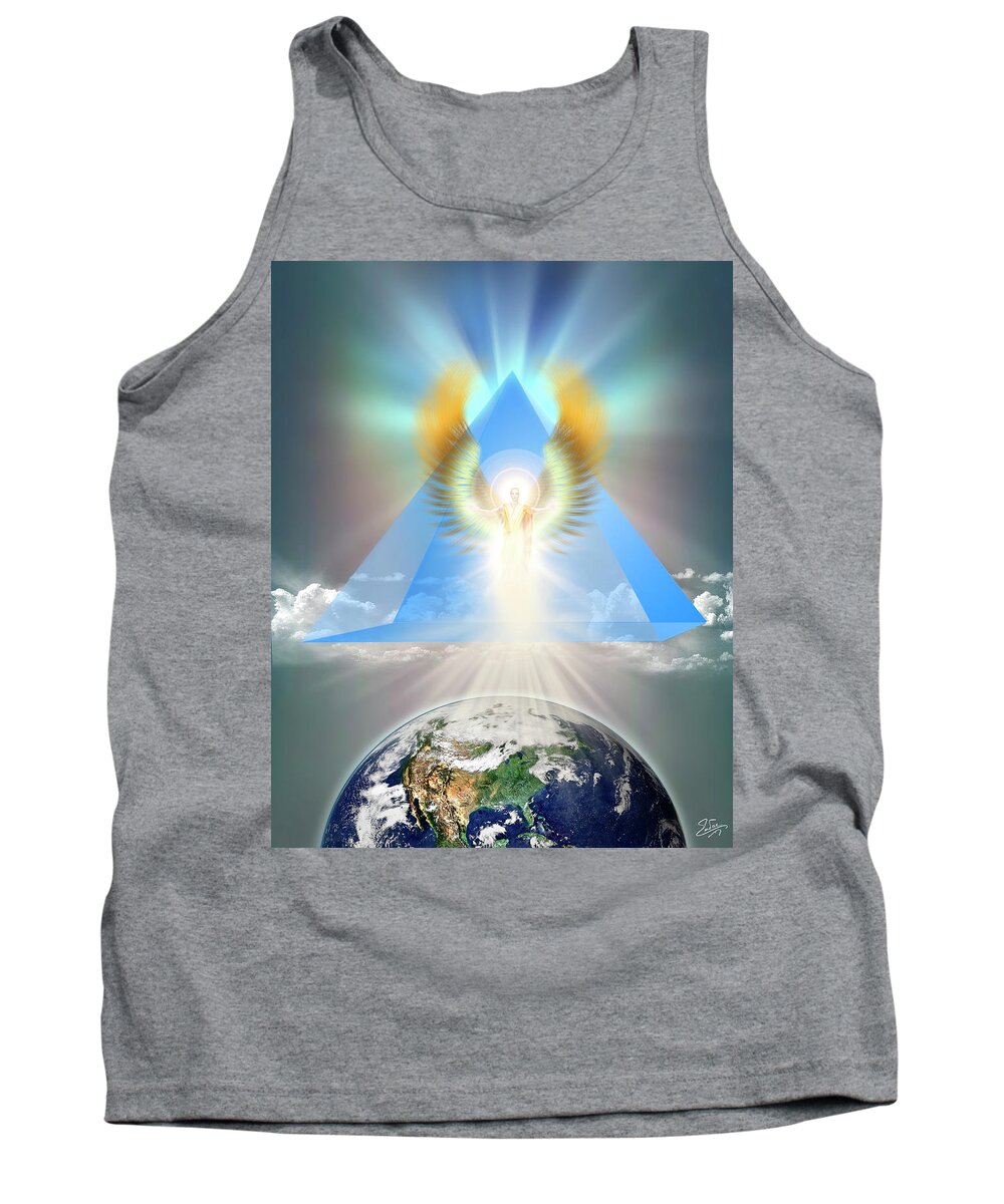 Pyramid Tank Top featuring the photograph The Blue Pyramid Of Protection #1 by Endre Balogh
