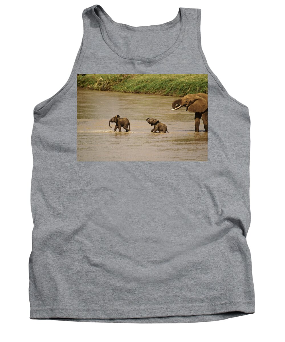 Africa Tank Top featuring the photograph Tiny Elephants #1 by Michele Burgess
