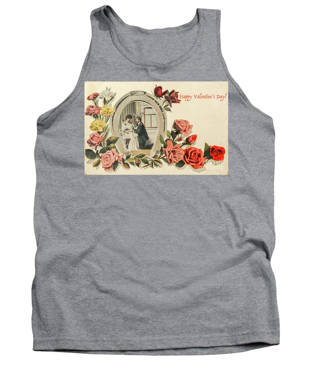 Postcard Tank Top featuring the photograph Happy Valentine vintage postcard by Patricia Hofmeester