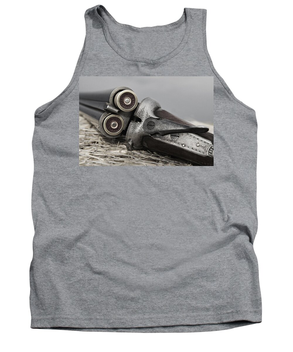 Faded Tank Top featuring the photograph Webley and Scott 12 Gauge - D002721a #1 by Daniel Dempster