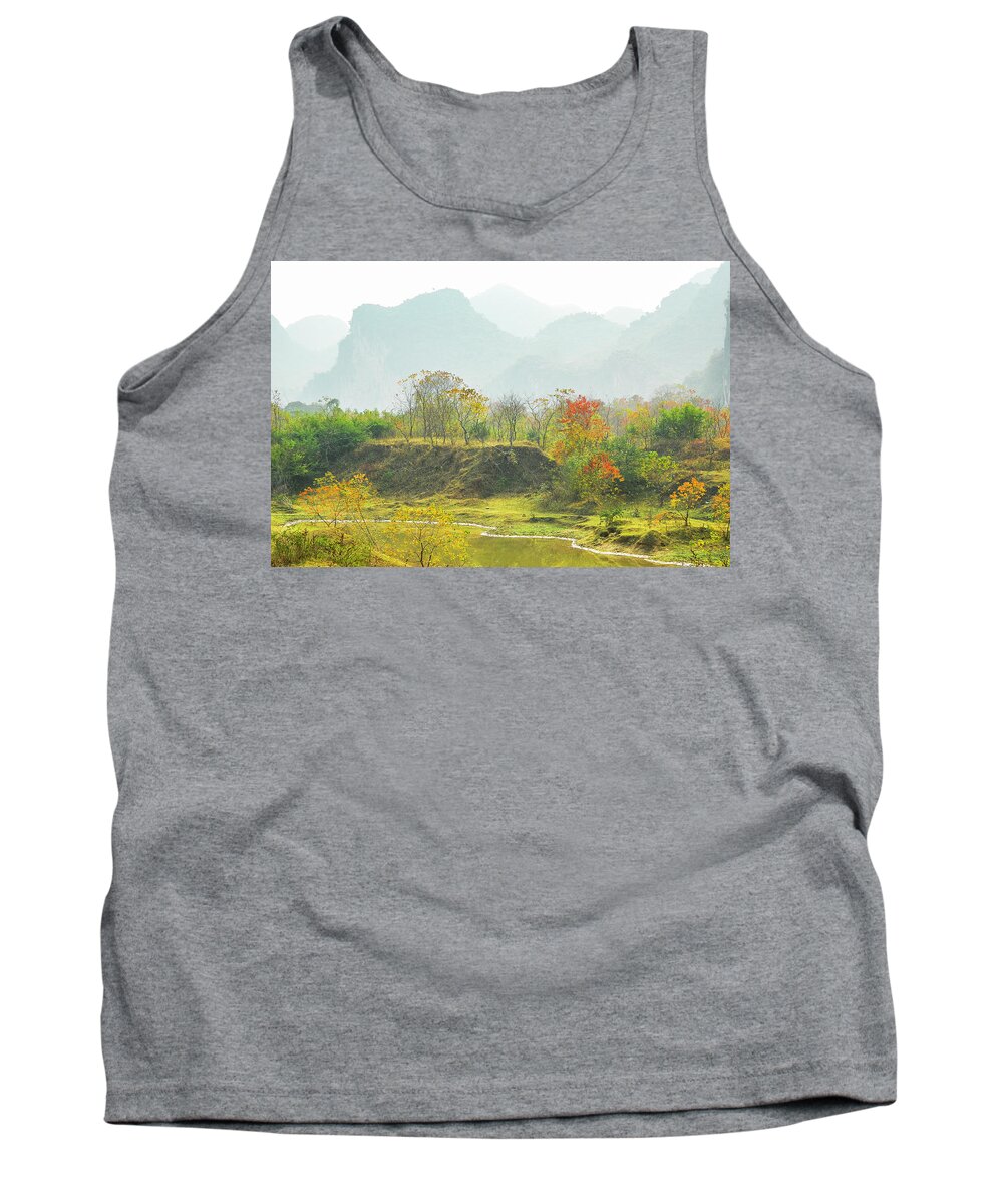 Red Tank Top featuring the photograph The colorful autumn scenery #19 by Carl Ning