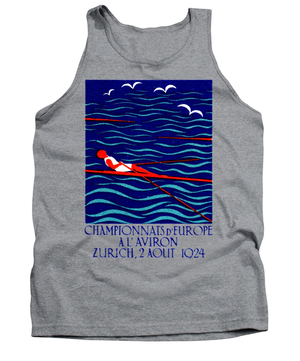 Historicimage Tank Top featuring the painting 1924 Zurich Rowing Poster by Historic Image