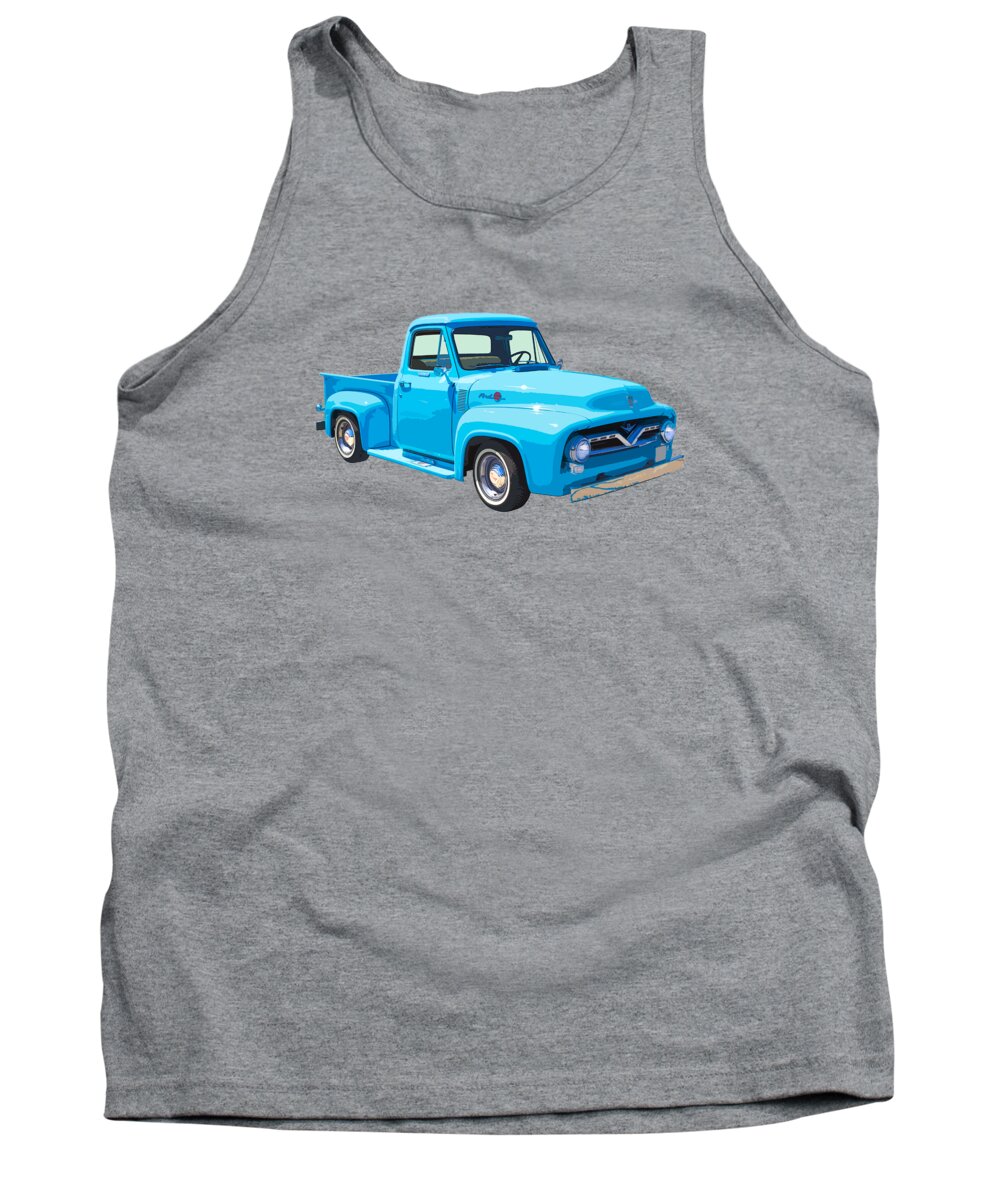 Ford F100 Truck Tank Top featuring the photograph 1955 Ford F100 Blue Pickup Truck Canvas by Keith Webber Jr