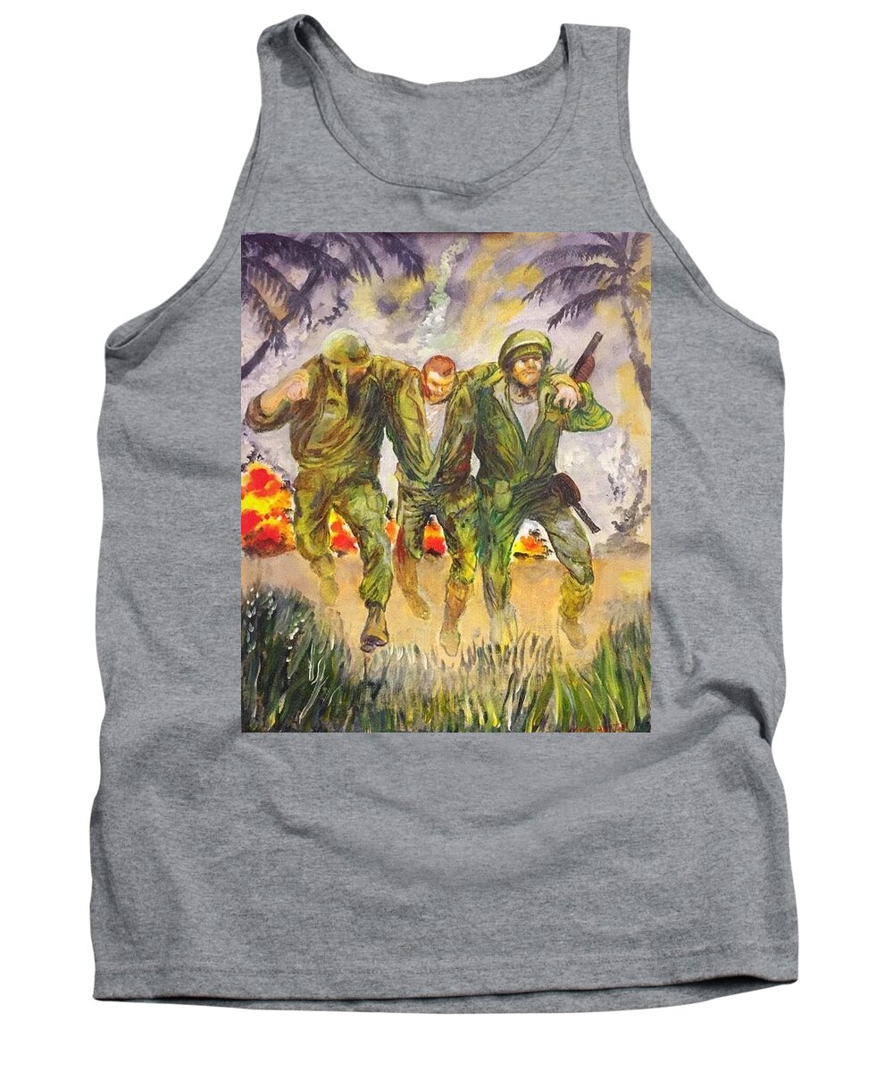 War Tank Top featuring the painting 1965 Viet Nam by Mike Benton