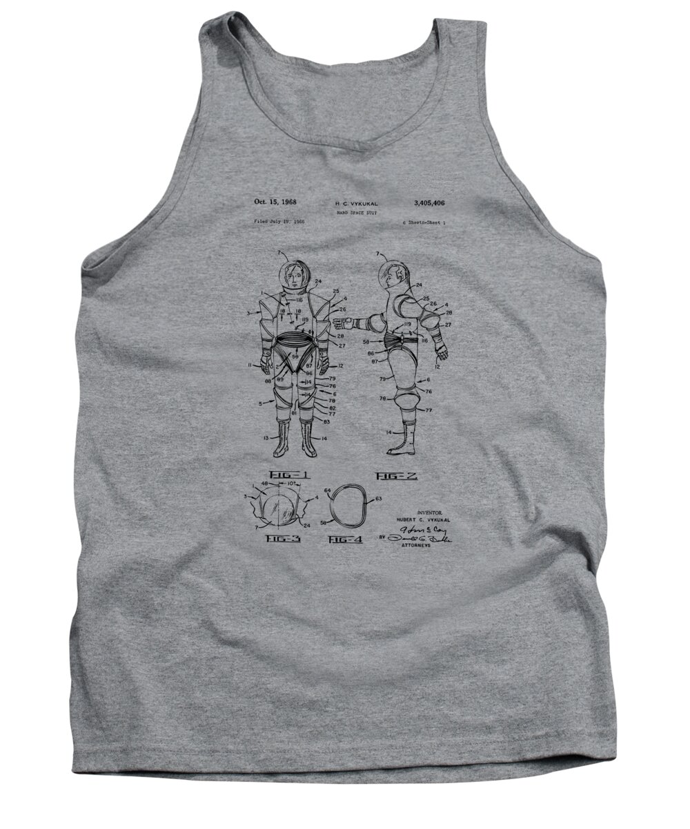 Space Suit Tank Top featuring the digital art 1968 Hard Space Suit Patent Artwork - Vintage by Nikki Marie Smith