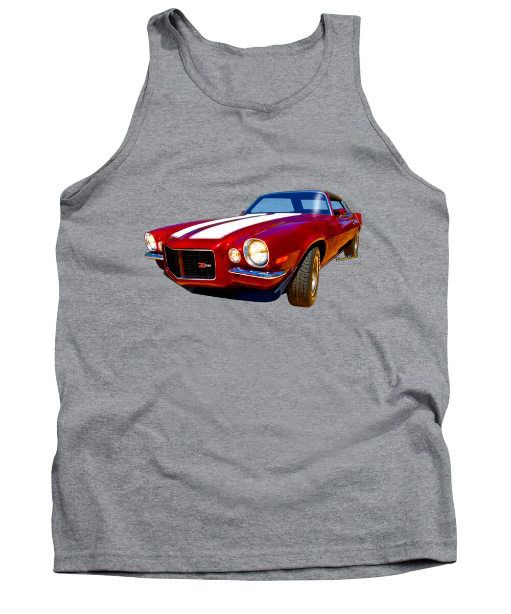 1971 Tank Top featuring the photograph 1971 Z28 Camaro HDR Vivid Remembrance by Chas Sinklier