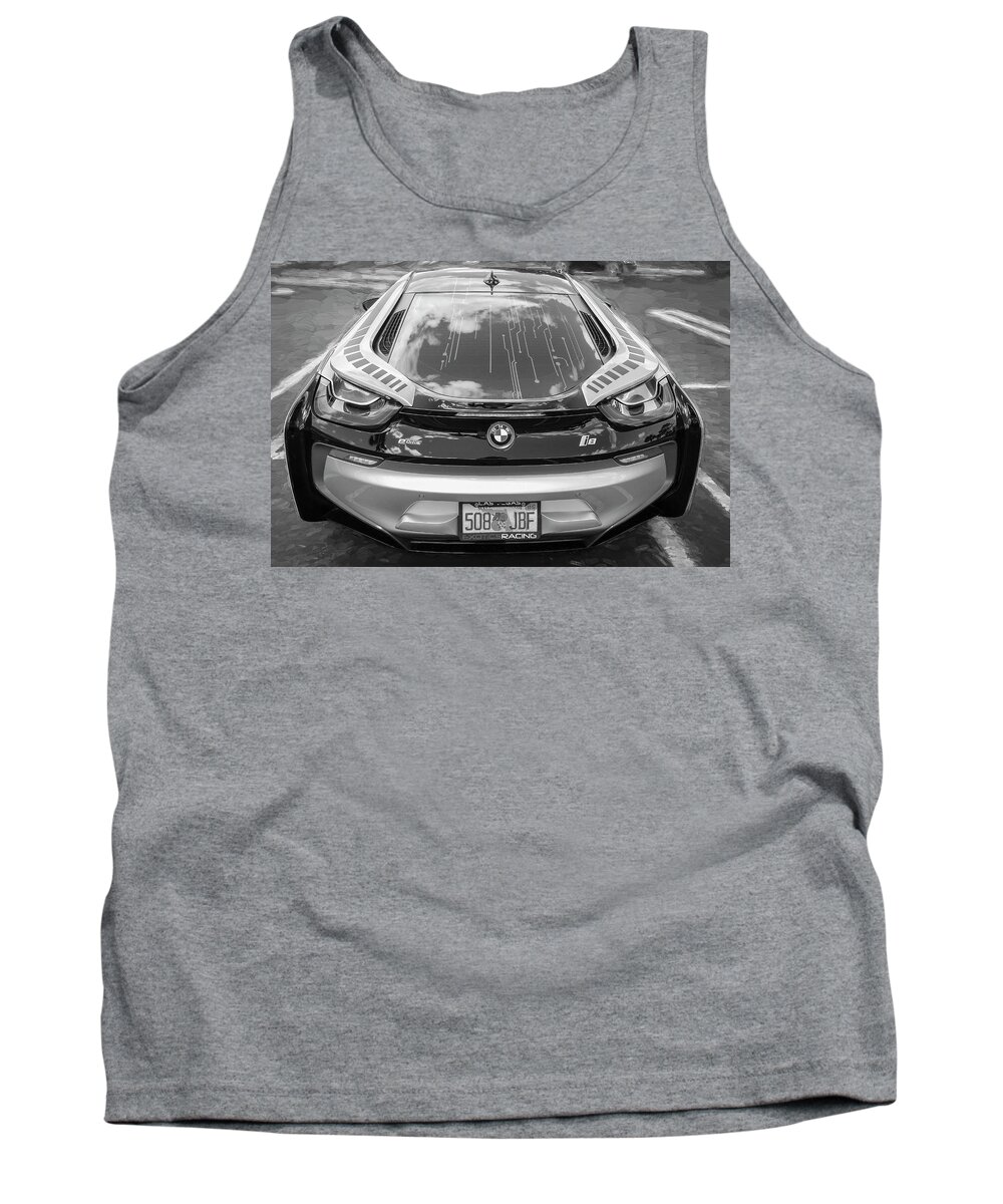 2015 Bmw Tank Top featuring the photograph 2015 BMW I8 HYBRID Sports Car BW by Rich Franco