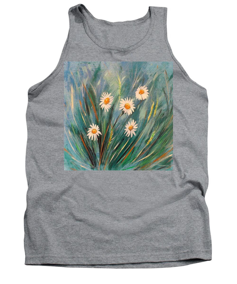 Flower Tank Top featuring the painting Daisies #2 by Gina De Gorna
