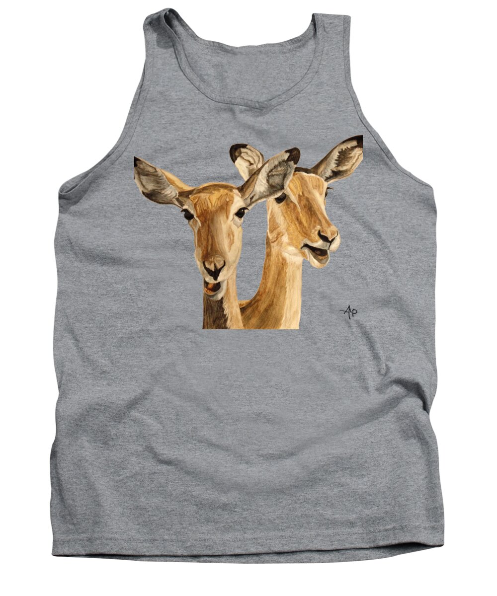 Impala Tank Top featuring the painting Impalas by Angeles M Pomata