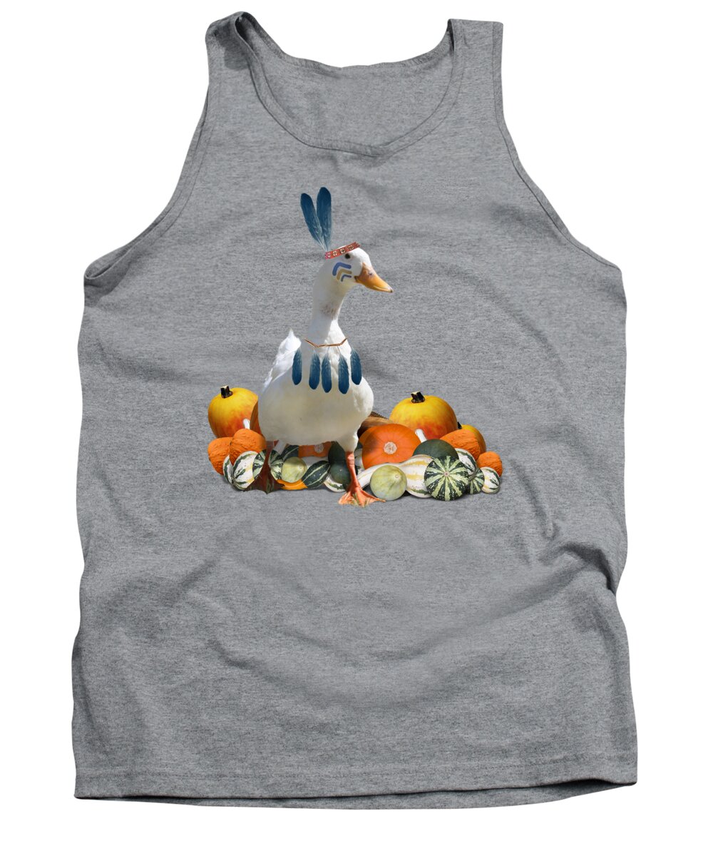 Thanksgiving Tank Top featuring the mixed media Indian Duck #1 by Gravityx9 Designs