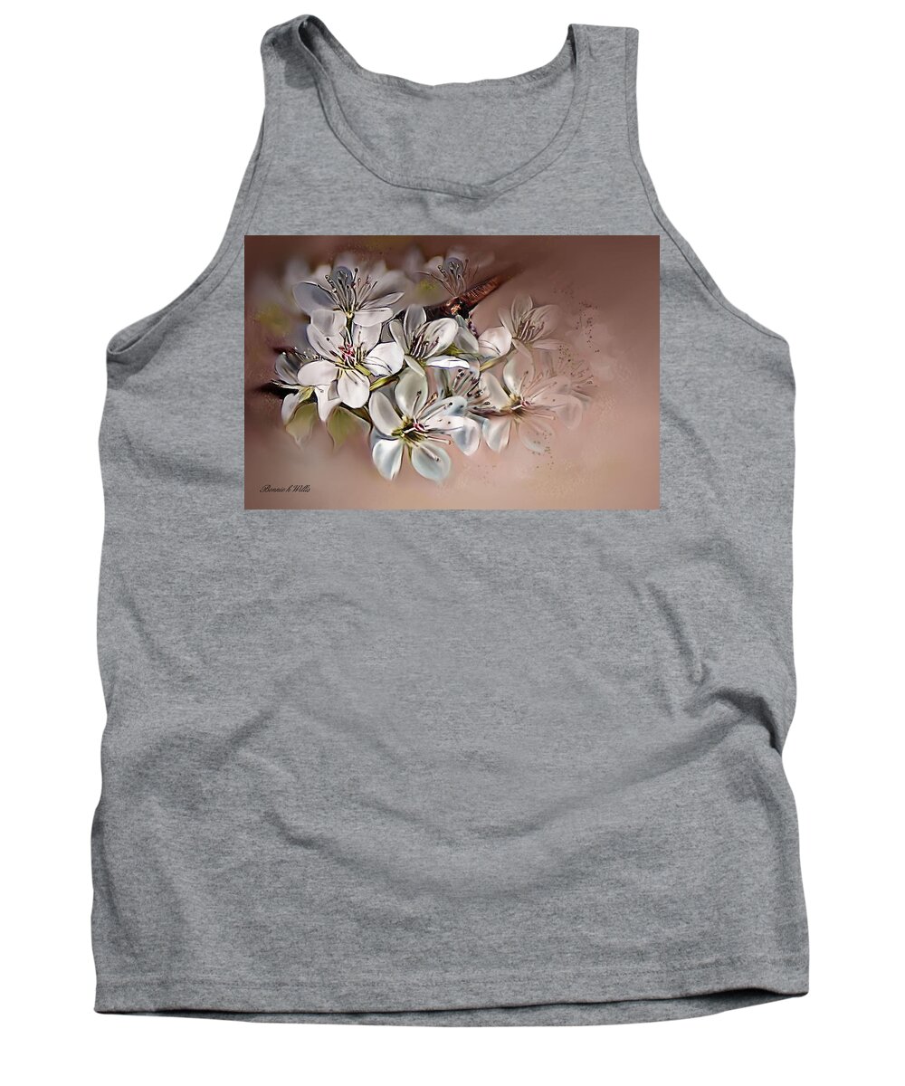 Pear Tank Top featuring the painting Oriental Pear Blossom #2 by Bonnie Willis
